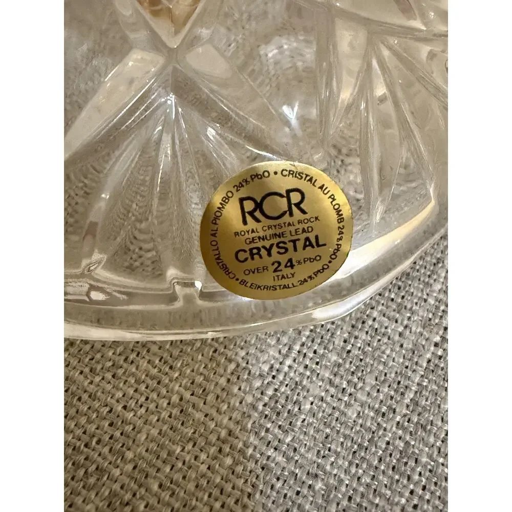 💎 RCR Italy Lead Crystal Covered Dish Candy Trinket Bowl Gold Floral Lid 4